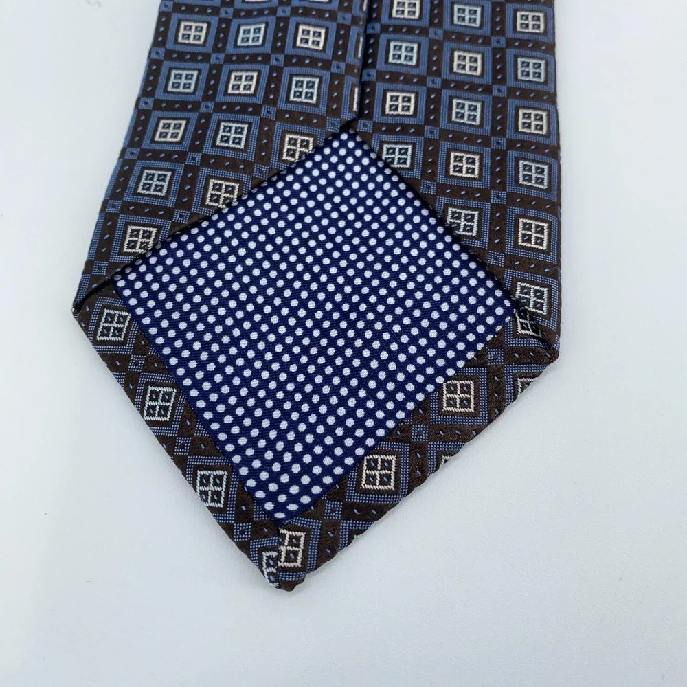 Eton Tie Men One Size Black Blue Patterned Professional Necktie England Made NWT